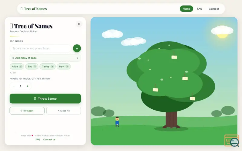 Screenshot of Tree of Names