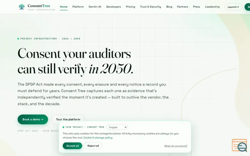 Screenshot of Consent Tree — Consent your auditors can verify in 2050