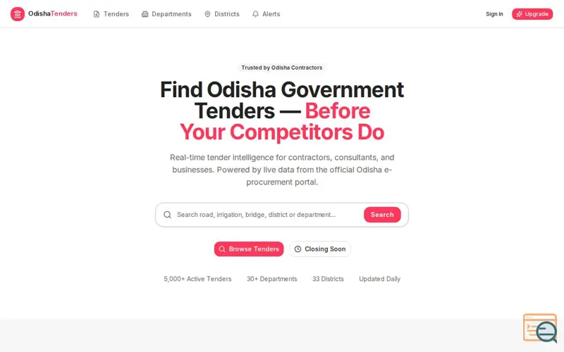 Screenshot of OdishaTenders