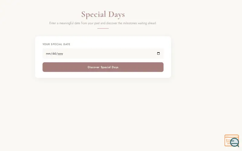 Screenshot of Special Days