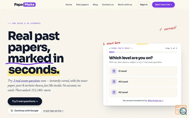 Screenshot of PapaMarks