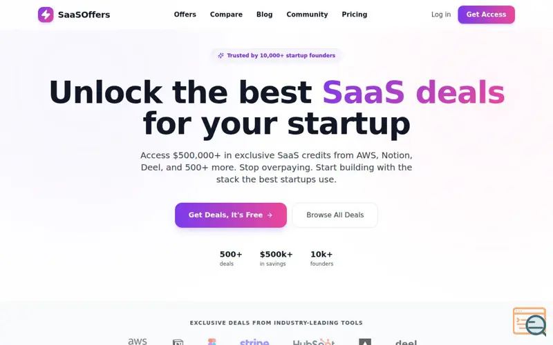 Screenshot of SaaSOffers, a launch using OrderBox DNS