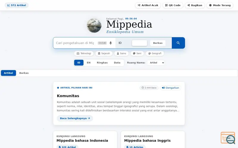 Screenshot of Mippedia, a launch using ArenHost