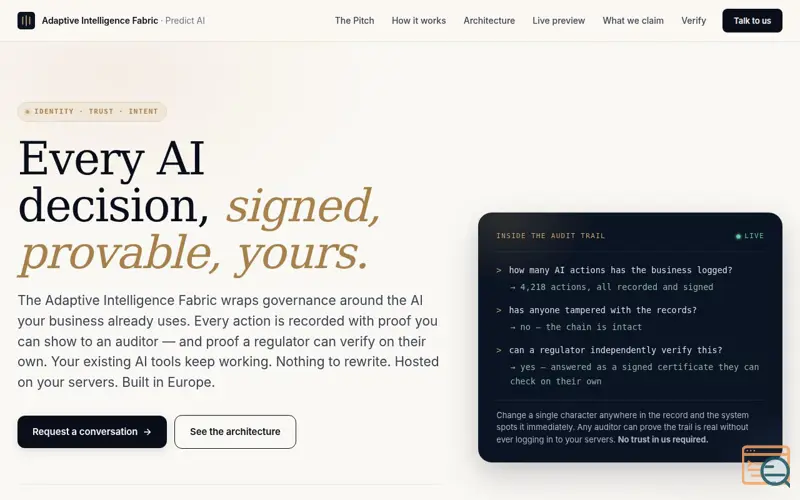 Screenshot of Adaptive Intelligence Fabric