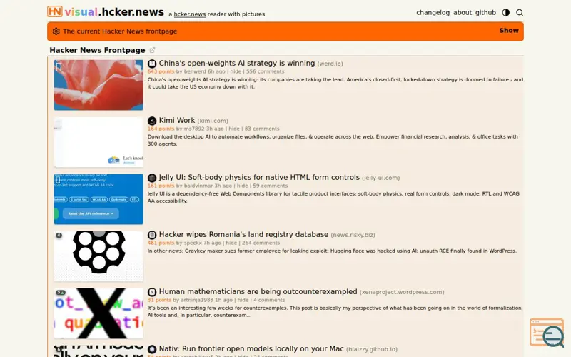 Screenshot of Visual-HN