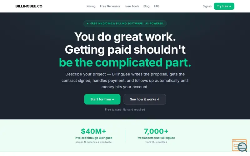 Screenshot of BillingBee.co