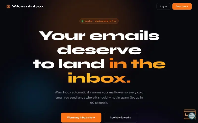 Screenshot of WarmInbox — Email Warmup