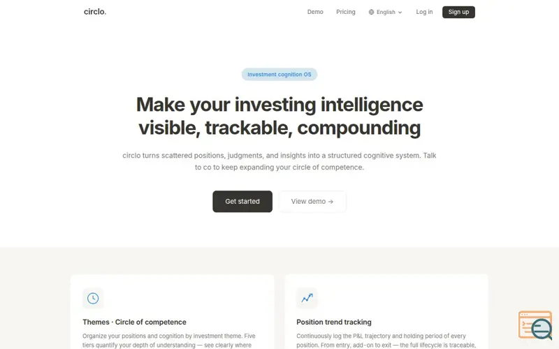 Screenshot of circlo — Investment cognition OS