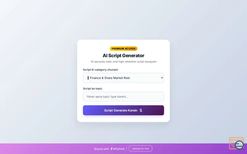 Screenshot of AI Viral Script Generator PRO