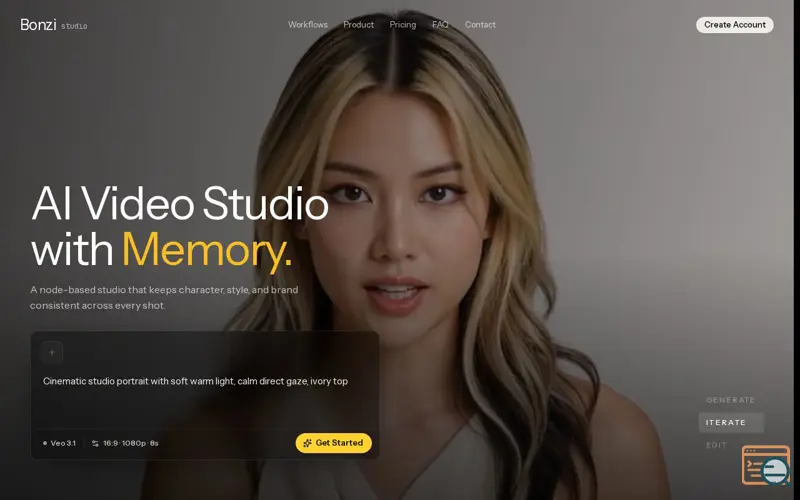 Screenshot of Bonzi Studio - The 1st AI Editing studio