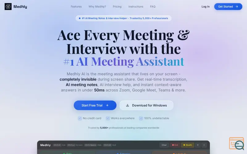 Screenshot of Medhly AI