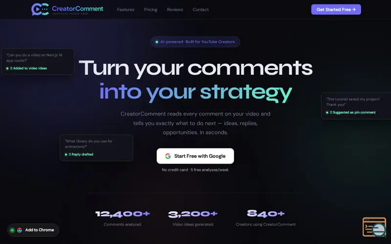 Screenshot of CreatorComment