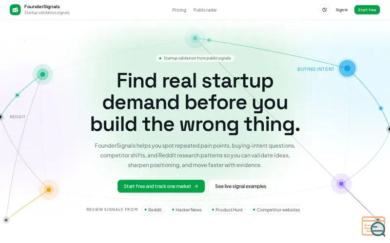 Screenshot of FounderSignals