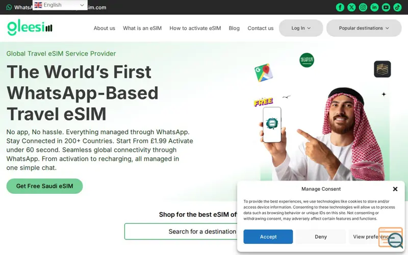 Screenshot of Gleesim Global, a launch using Breakdance