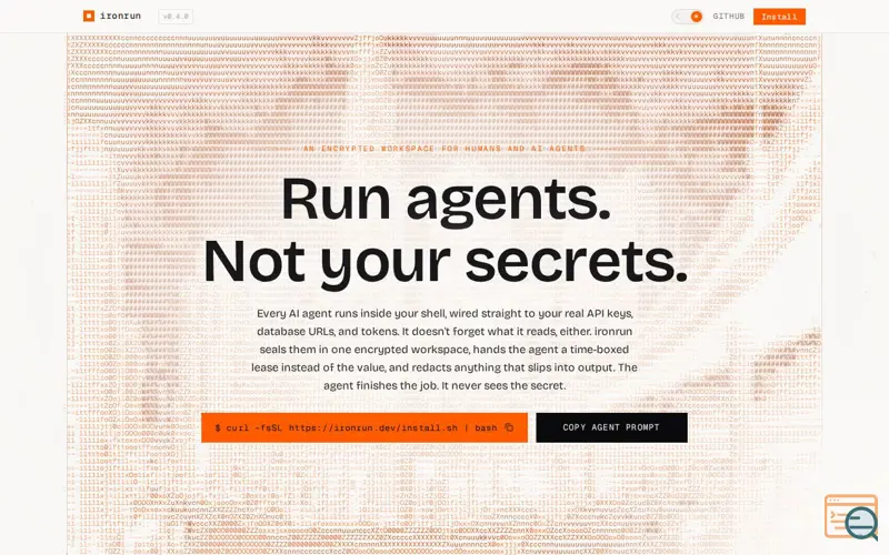 Screenshot of ironrun - An encrypted workspace for AI agents