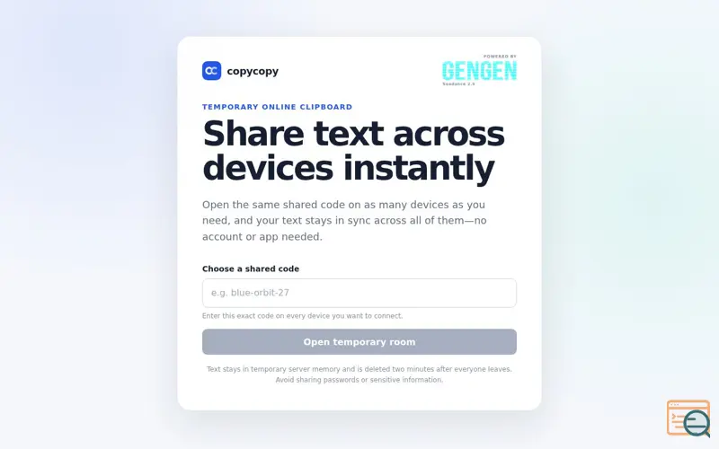 Screenshot of copycopy