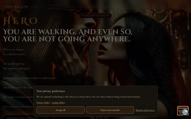 Screenshot of Van Helsin, a launch using React Router