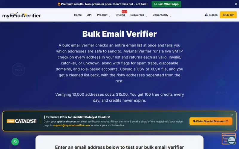 Screenshot of Bulk Email Verifier