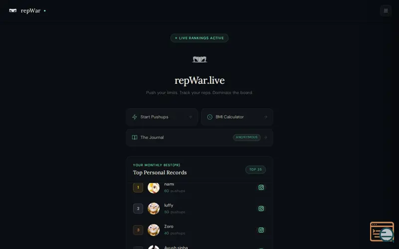 Screenshot of repWar | Pushups counter