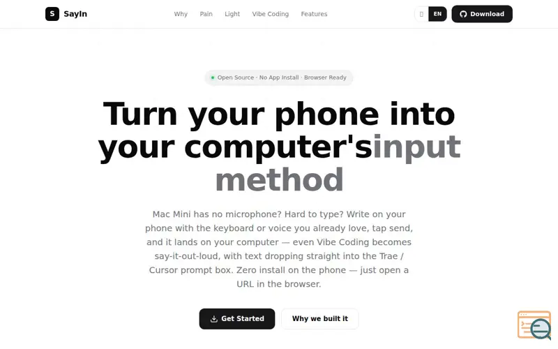 Screenshot of SayIn