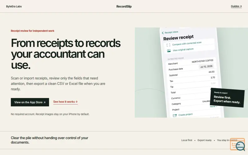 Screenshot of RecordSlip: Scan & Export