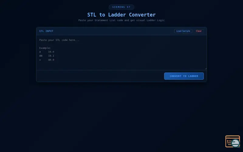 Screenshot of STL to Ladder Converter