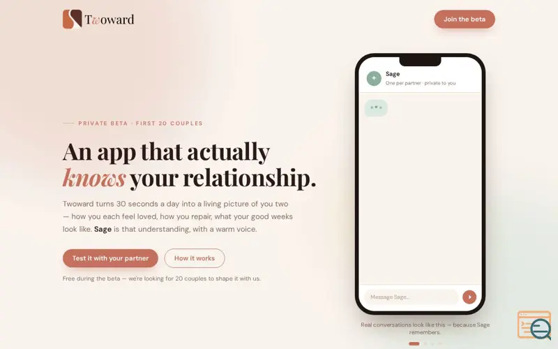 Screenshot of Twoward