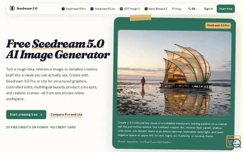 Screenshot of Seedream 5.0, a launch using SubmitDeck