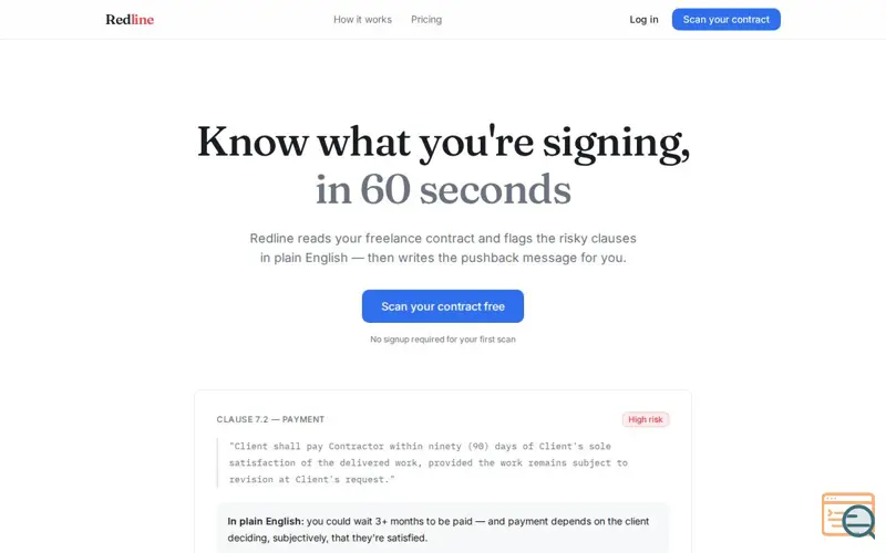 Screenshot of Redline — Know what you're signing