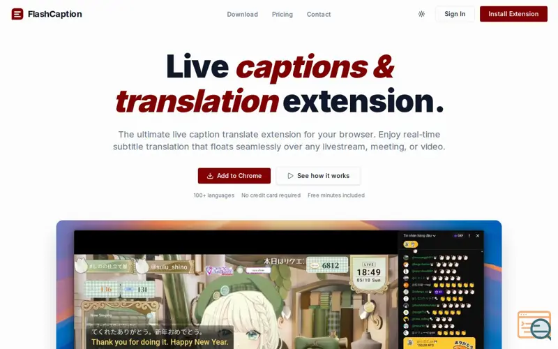 Screenshot of Live Captions & Translation Extension