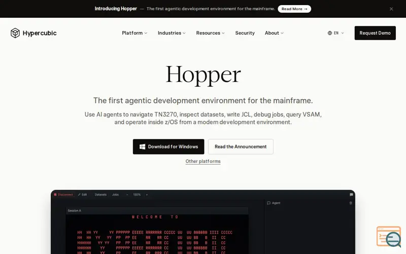 Screenshot of Hopper, a launch using Basin