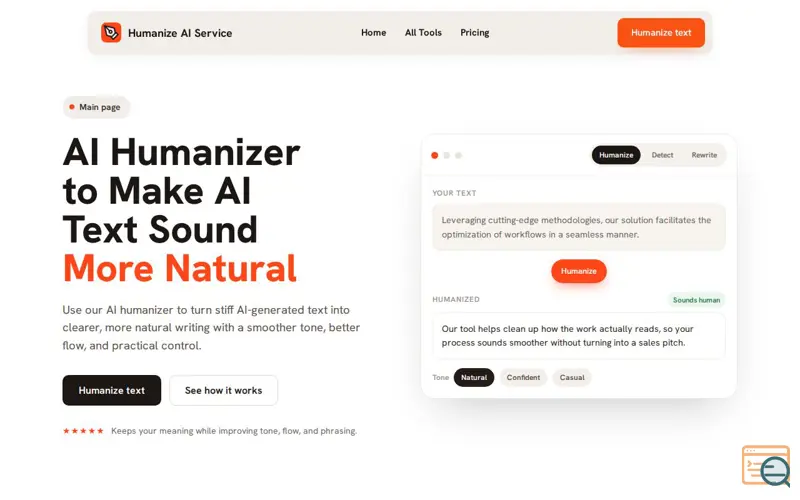 Screenshot of Humanize AI Service