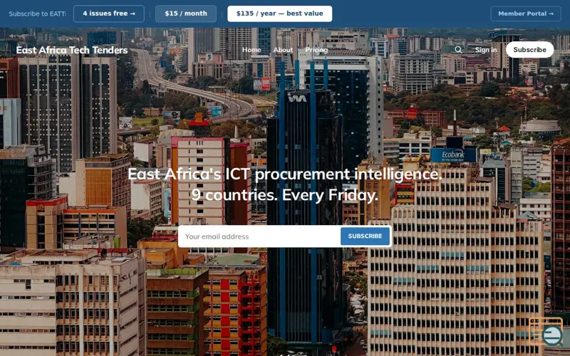 Screenshot of East Africa Tech Tenders