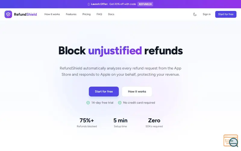 Screenshot of RefundShield