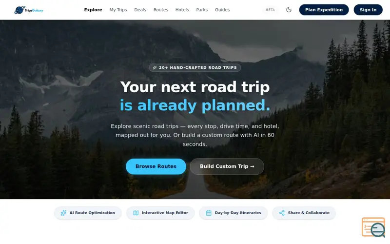 Screenshot of TripsGalaxy