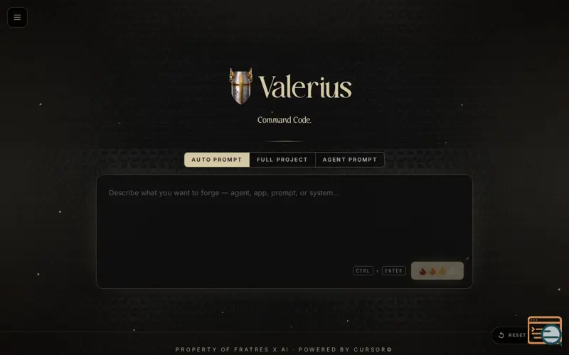 Screenshot of Valerius Forge - AI Ready Prompt Builder