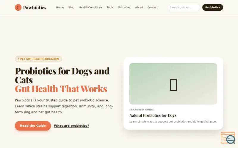 Screenshot of Pawbiotics