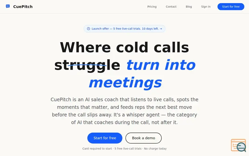 Screenshot of CuePitch