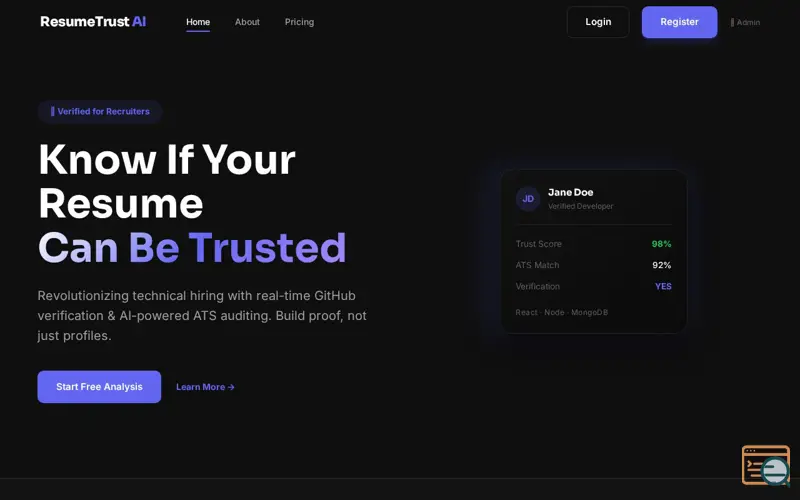 Screenshot of ResumeTrust AI