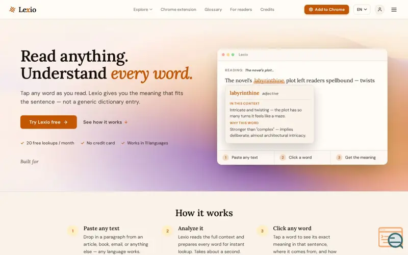 Screenshot of Lexio