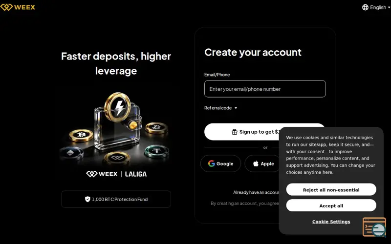 Screenshot of WEEX Referral Code