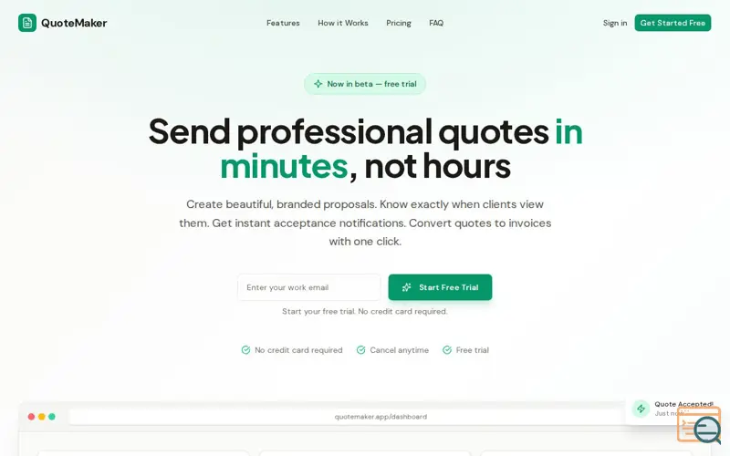 Screenshot of quotemaker