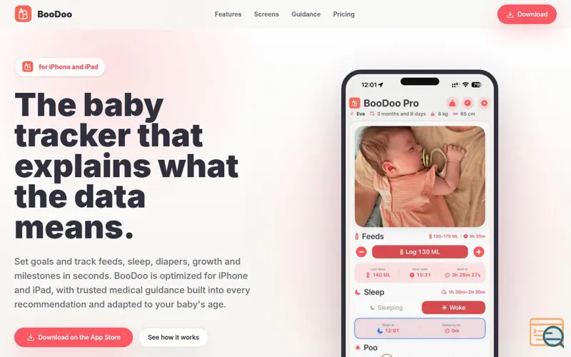 Screenshot of BooDoo - Evidence-Based Baby Tracking