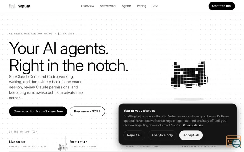 Screenshot of NapCat - fake nap for your Mac, real work underneath