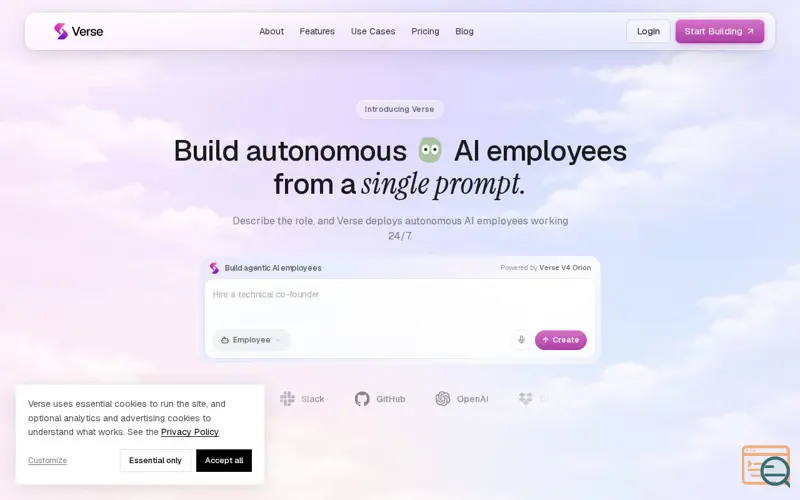Screenshot of Verse