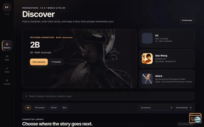 Screenshot of PersonaForge