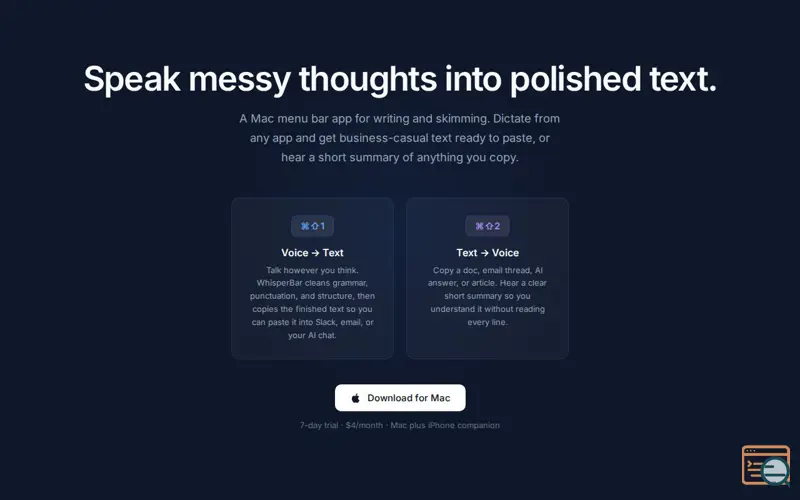 Screenshot of Whisperbar