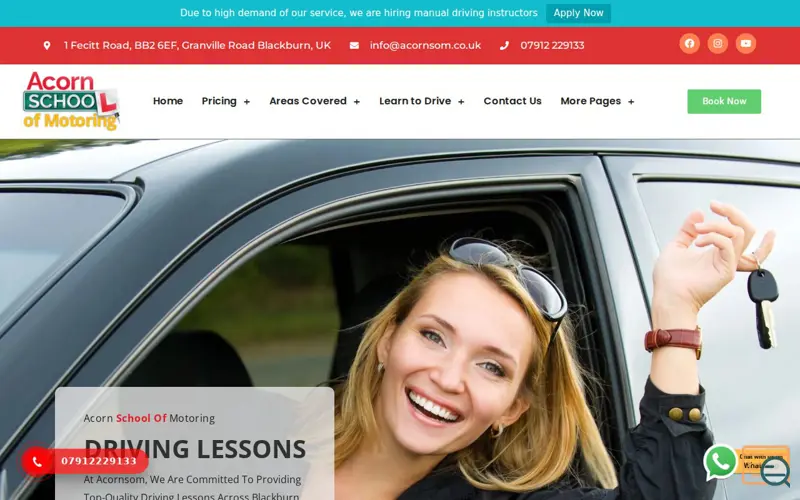 Screenshot of Acorn School of Motoring, a launch using Fastbase
