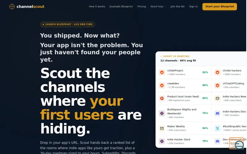 Screenshot of ChannelScout