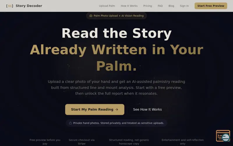 Screenshot of StoryDecoder, a launch using Koyeb